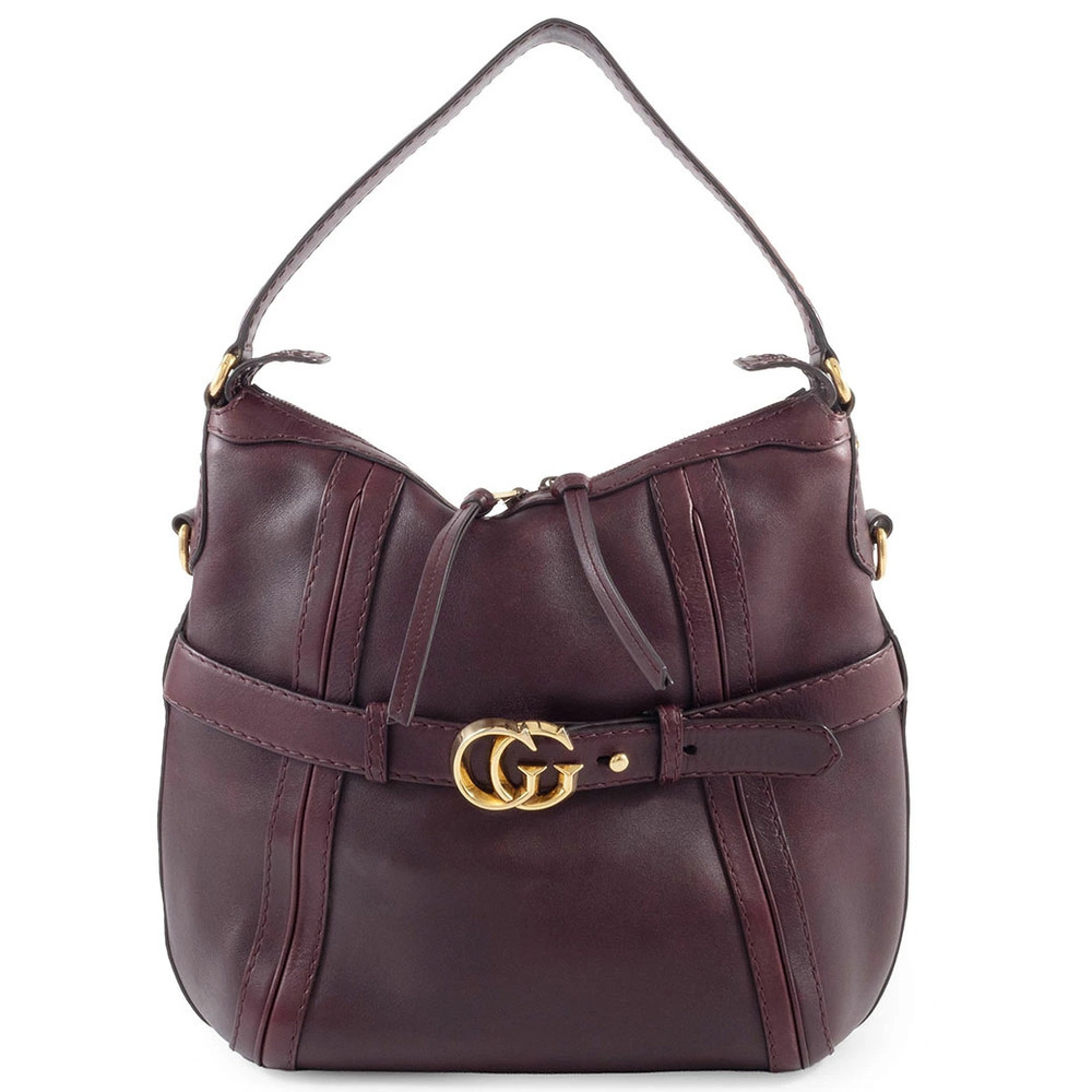 Gucci GG Running Hobo Bag Shoulder Leather Bordeaux Purple strap